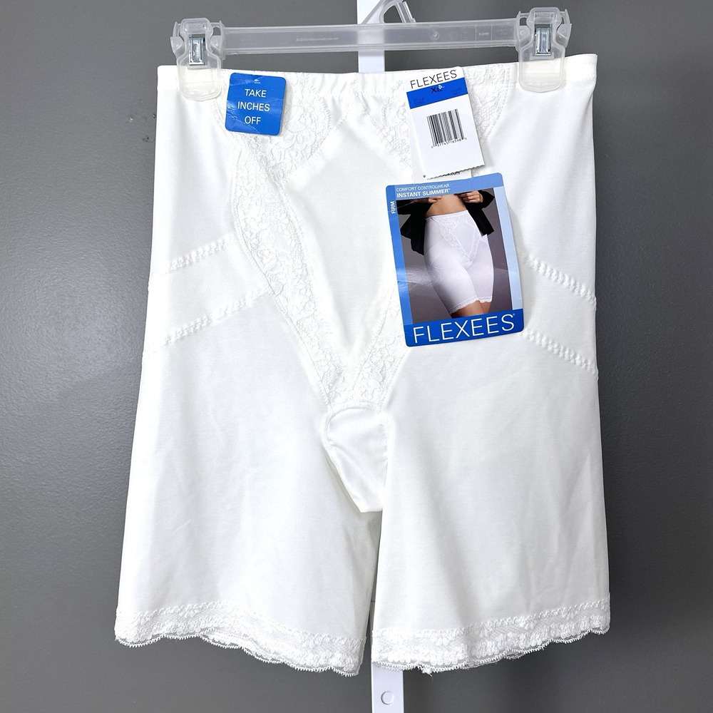 Vintage Flexees 5355 XL Ultimate Slimmer Long Leg Shaper Shorts Lace White NWT